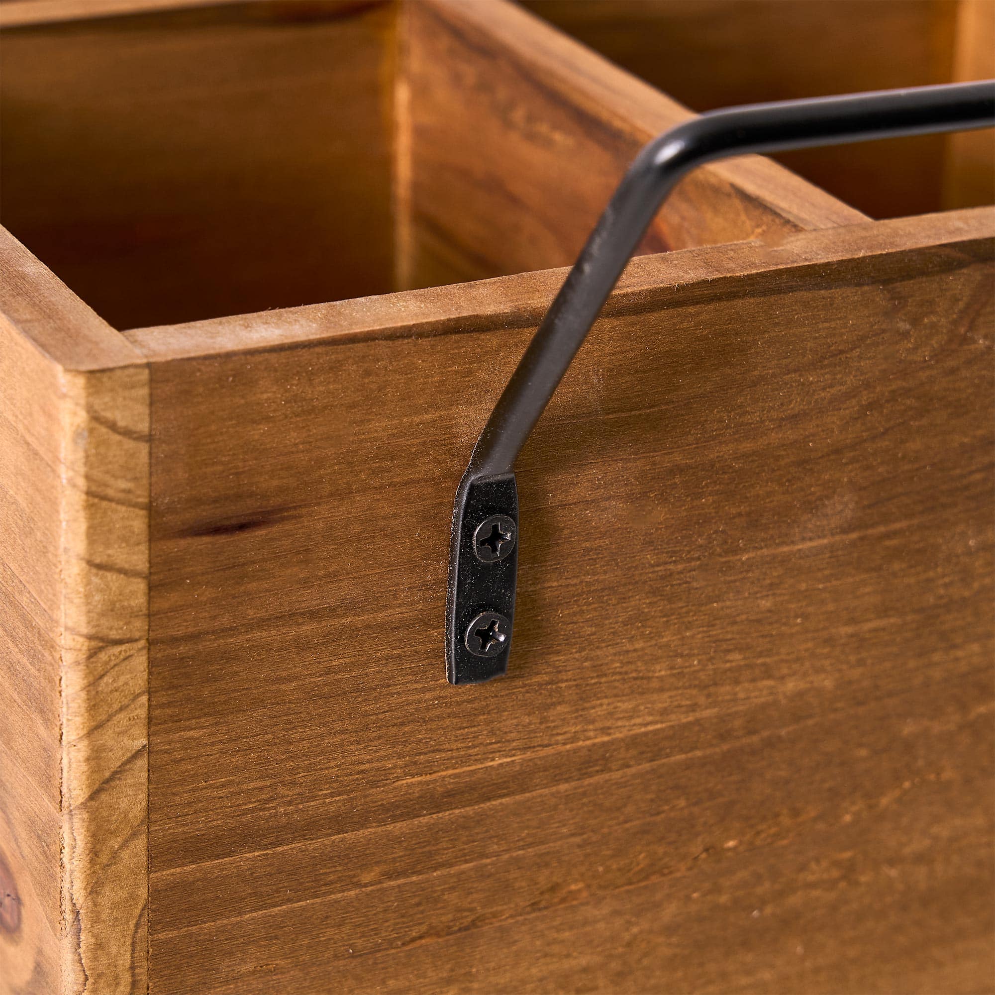 American Art Decor The Speakeasy Wood Crate Bottle Holder with Metal Handles - 7" x 14" x 8"